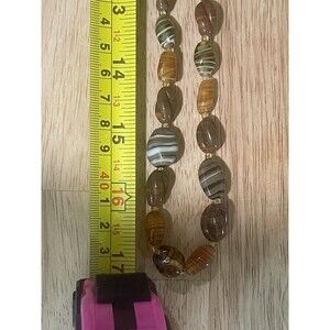 Glass Beaded Necklace BOHO Style, Granny Core, Gigi Core, 34in length